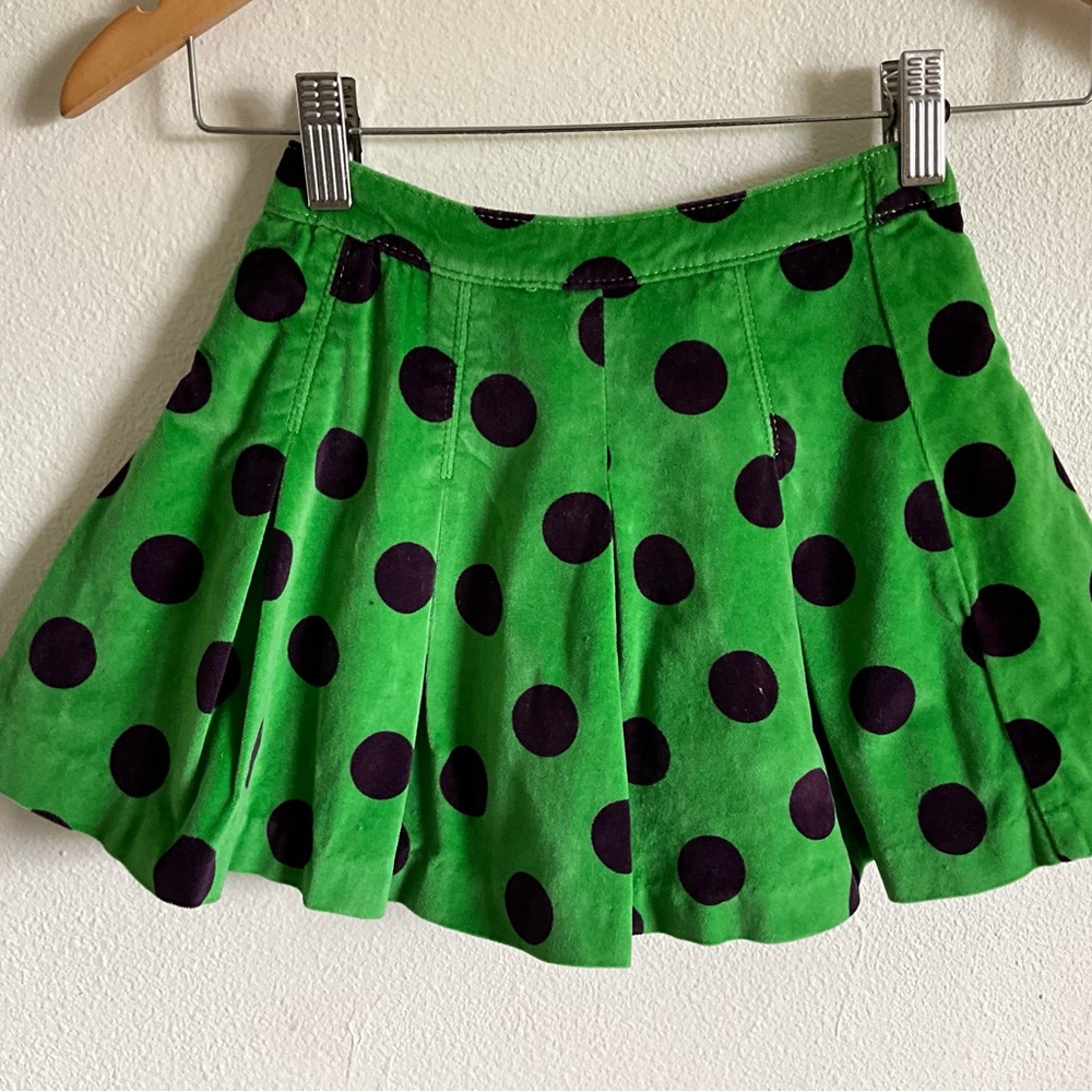 Vintage GAP Bright Green & Purple Polka Dot Pleated Skirt 5T